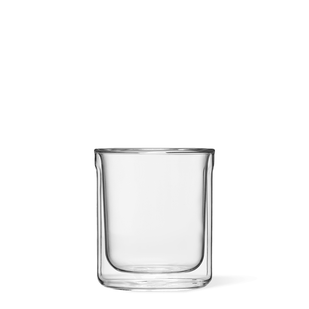Corkcicle 12oz Glass Rocks Tumbler Set – Clear Double Pack, modern glass design for cocktails or whiskey, dishwasher-safe—Available at Be Charmed.