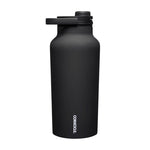 Black water bottle with a cap on a white background.  Available at Be Charmed