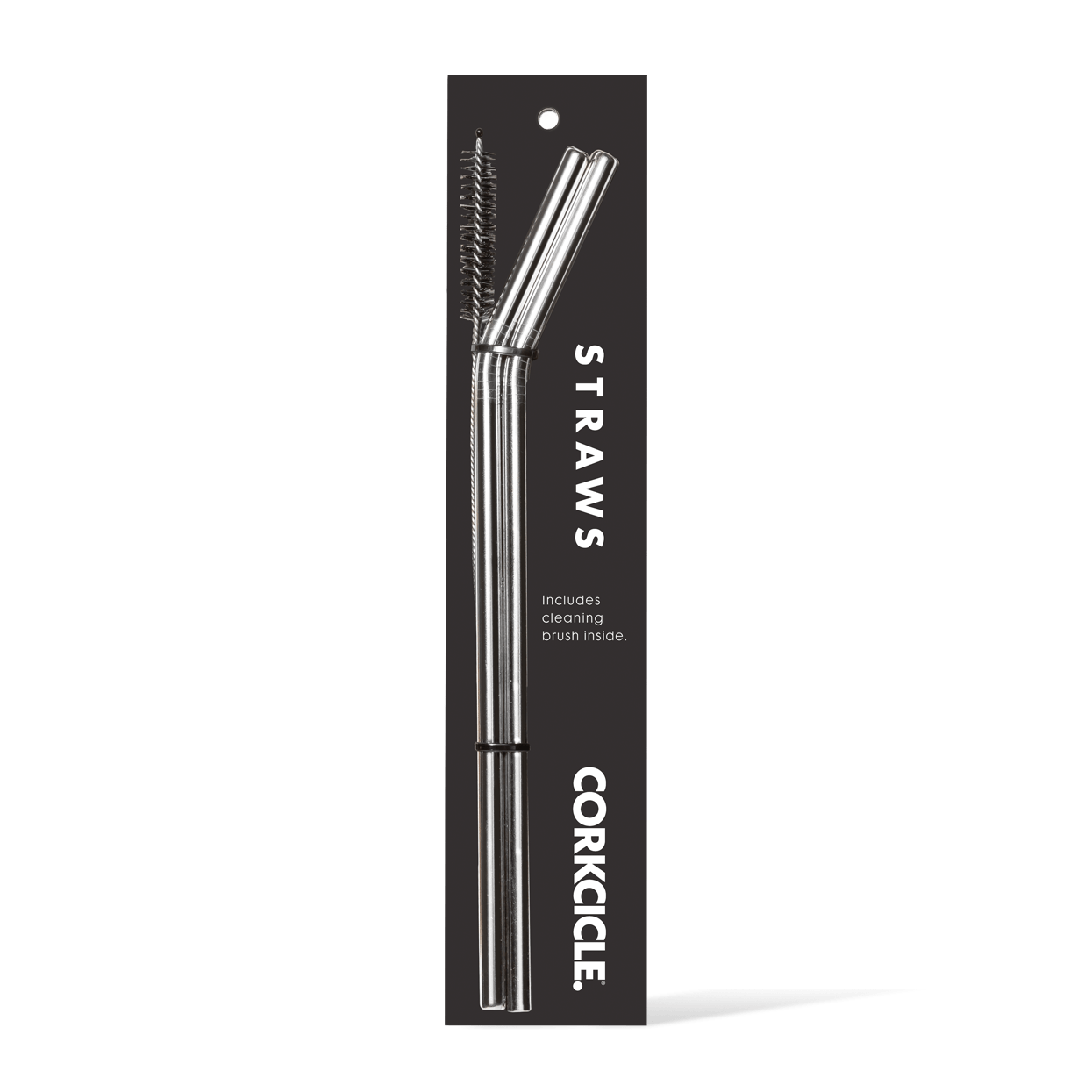 Corkcicle Reusable Straw Set in Silver – sleek, durable stainless steel straws with a polished silver finish. Includes a set of reusable straws and a cleaning brush for easy maintenance. Eco-friendly and compatible with most Corkcicle tumblers and canteens. Stylish hydration upgrade—available at Be Charmed.