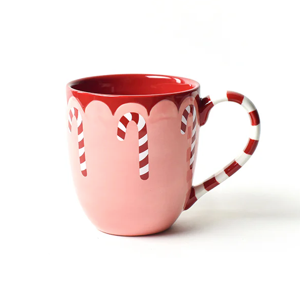 Coton Colors Provence Candy Cane holiday mug with scalloped candy cane motif – Available at Be Charmed