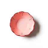 Coton Colors Small Bowl in Red Candy Cane Scallop design. Festive holiday serveware perfect for entertaining. Available at Be Charmed.