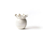 White ceramic vase with scalloped rim on a white background. Available at Be Charmed