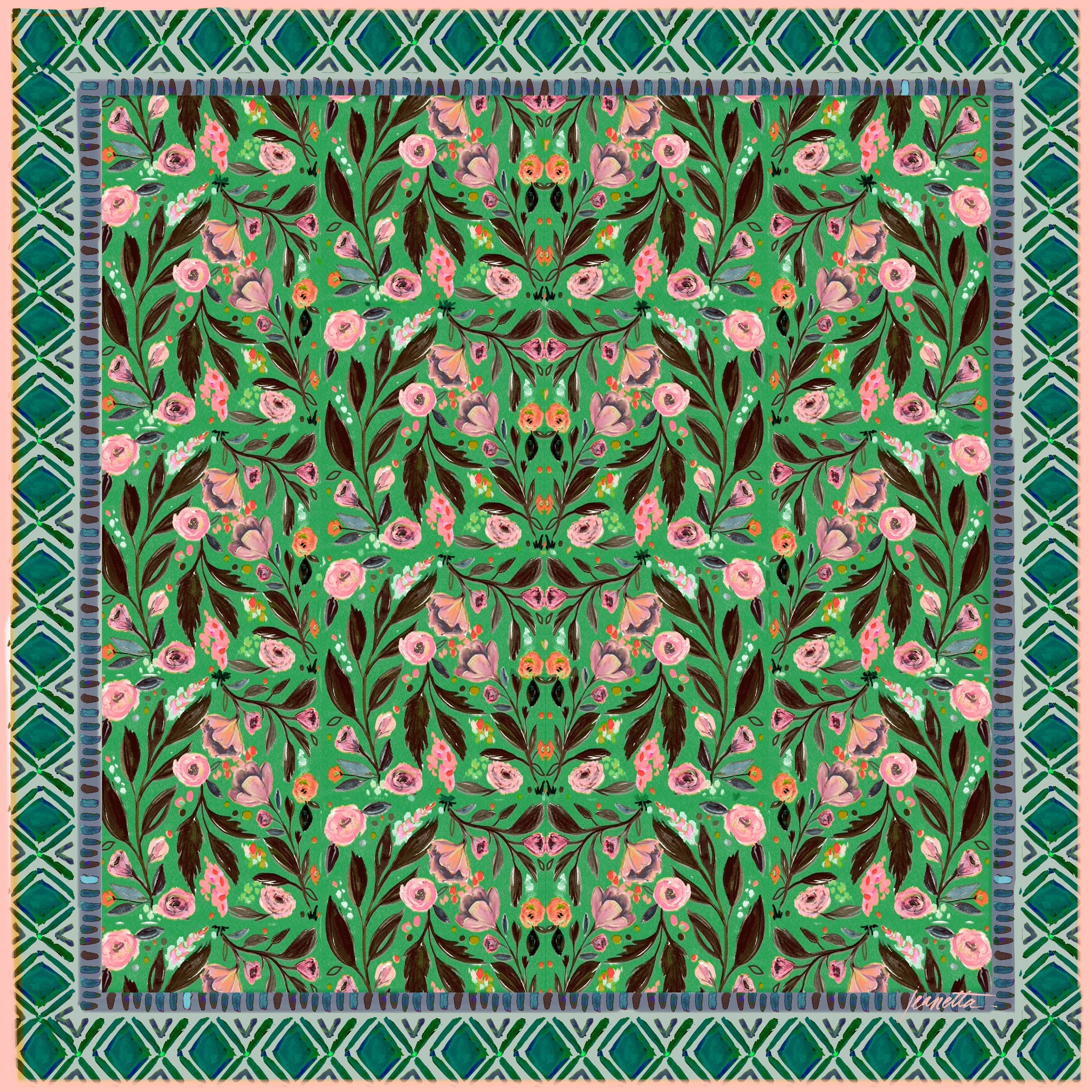 Created By Nellie Jean bandana scarf in soft cotton, featuring a classic paisley print in rich tones—perfect as neck accessory, hair tie, or bag accent—Available at Be Charmed