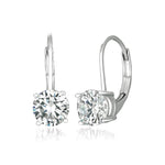 Pair of silver hoop earrings with CZ on a white background. Available at Be Charmed