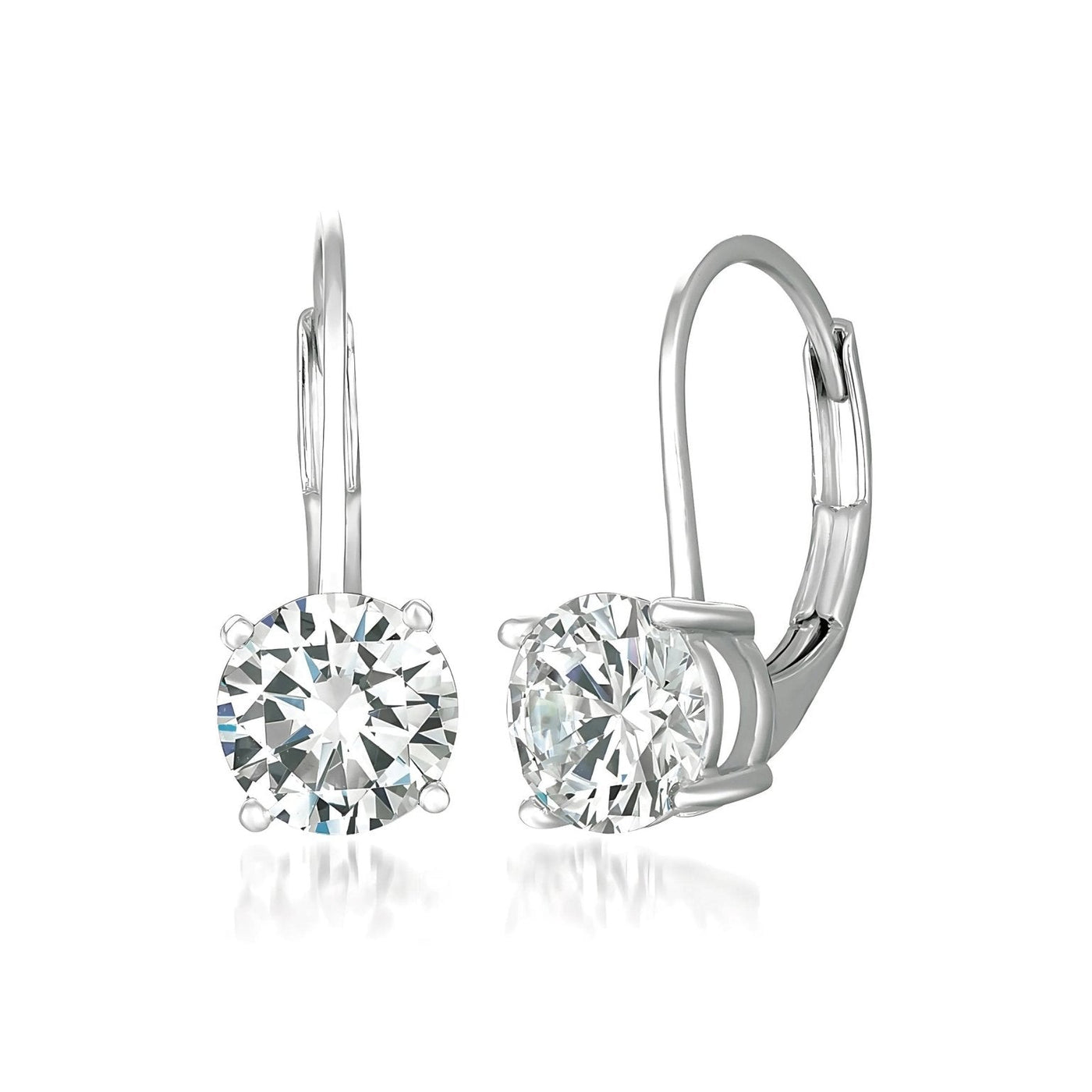 Pair of silver hoop earrings with CZ on a white background. Available at Be Charmed