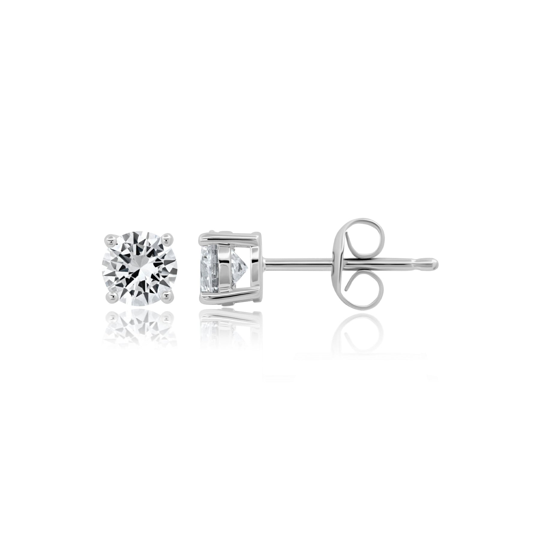 CZ stud earrings on a white background. Available at Be Charmed