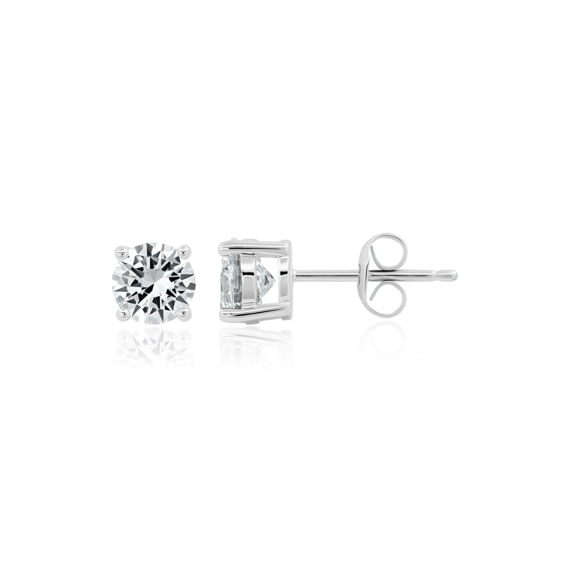 CZ stud earrings on a white background. Available at Be Charmed