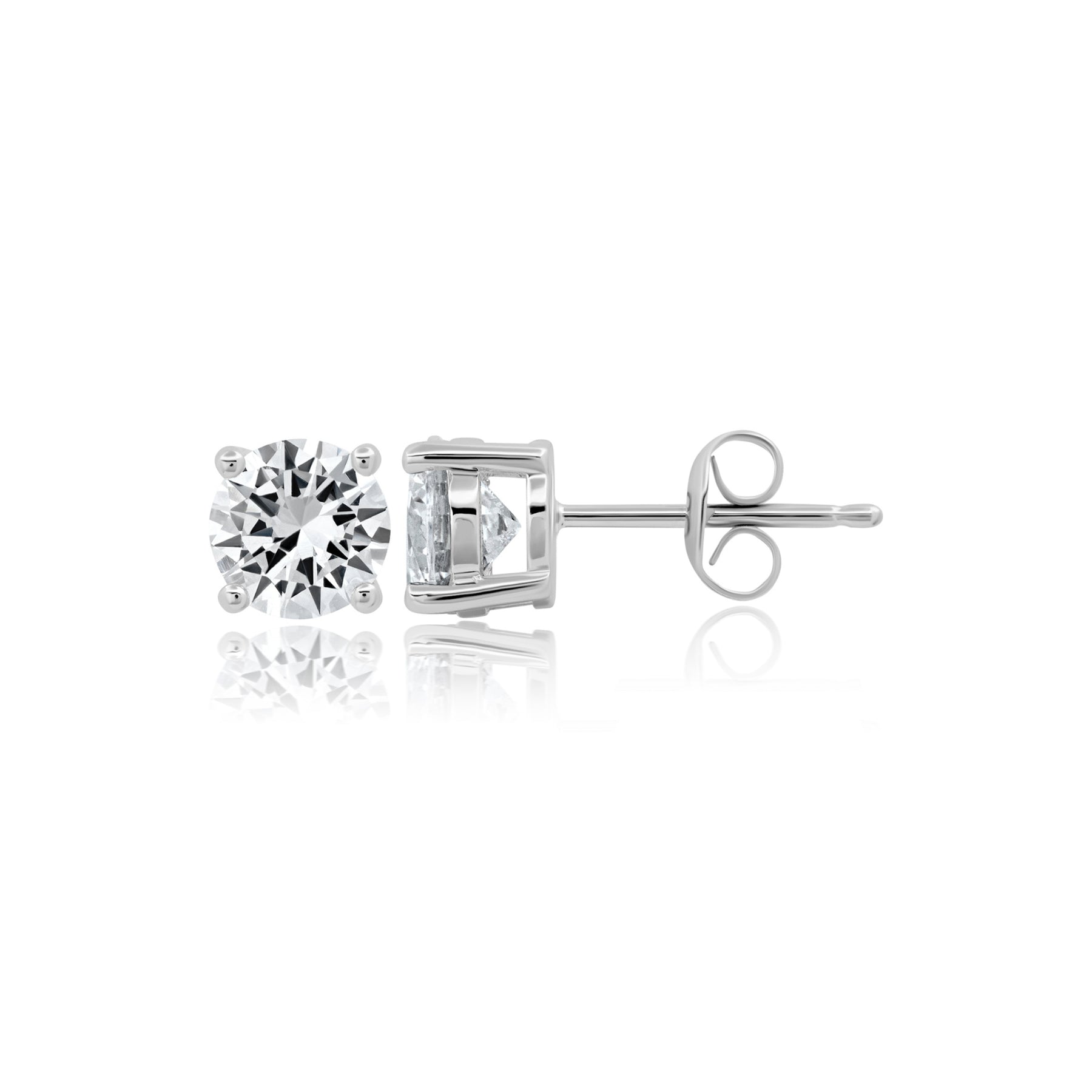 CZ stud earrings on a white background. Available at Be Charmed