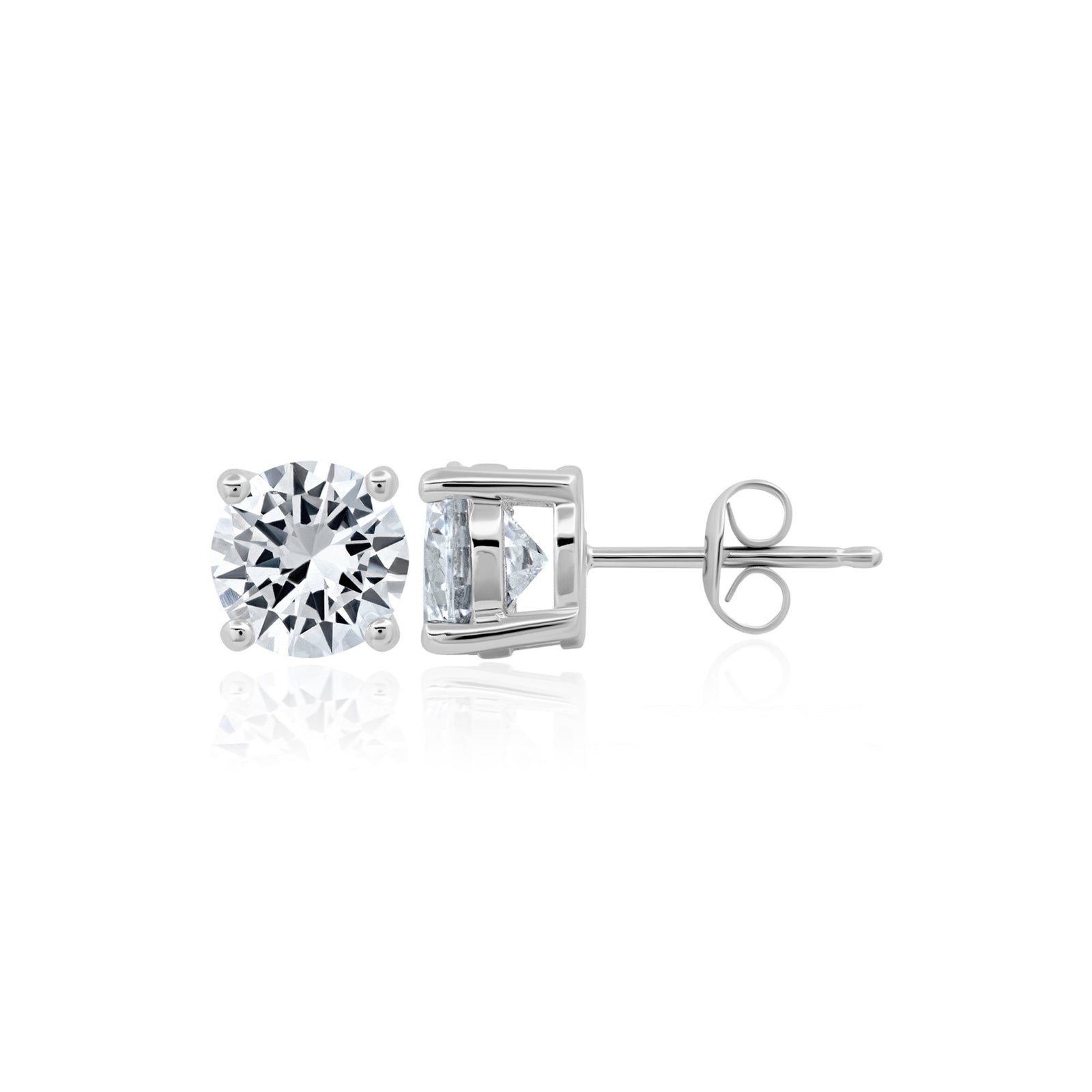 CZ stud earrings on a white background. Available at Be Charmed