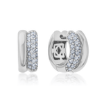 Silver hoop earrings with CZ accents on a white background. Available at Be Charmed