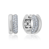 Silver hoop earrings with CZ accents on a white background. Available at Be Charmed