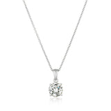 Platinim necklace with a CZ pendant on a white background. Available at Be Charmed