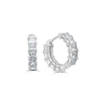 Crislu princess cut cubic zirconia hoop earrings finished in pure platinum available at Be Charmed.