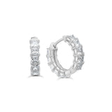 Crislu princess cut cubic zirconia hoop earrings finished in pure platinum available at Be Charmed.