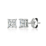 Pair of cz stud earrings on a white background. Available at Be Charmed