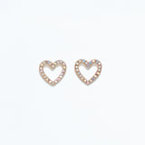 Cuties AB crystal heart stud earrings featuring iridescent Aurora Borealis crystals set on gold-tone hypoallergenic posts. Sparkling and elegant. Available at Be Charmed