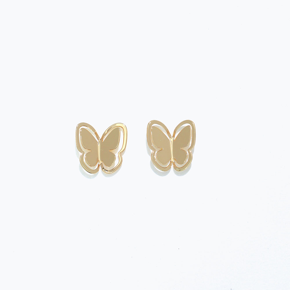 Cuties gold-tone cutout butterfly stud earrings with delicate openwork design, hypoallergenic and lightweight. Available at Be Charmed