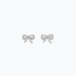 Silver Cuties CZ Bow Stud Earrings in sparkling cubic zirconia with hypoallergenic stainless‑steel posts—Available at Be Charmed