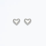 A pair of heart-shaped stud earrings on a white background, likely to be used as a playful accessory for personal jewelry. Available at Be Charmed