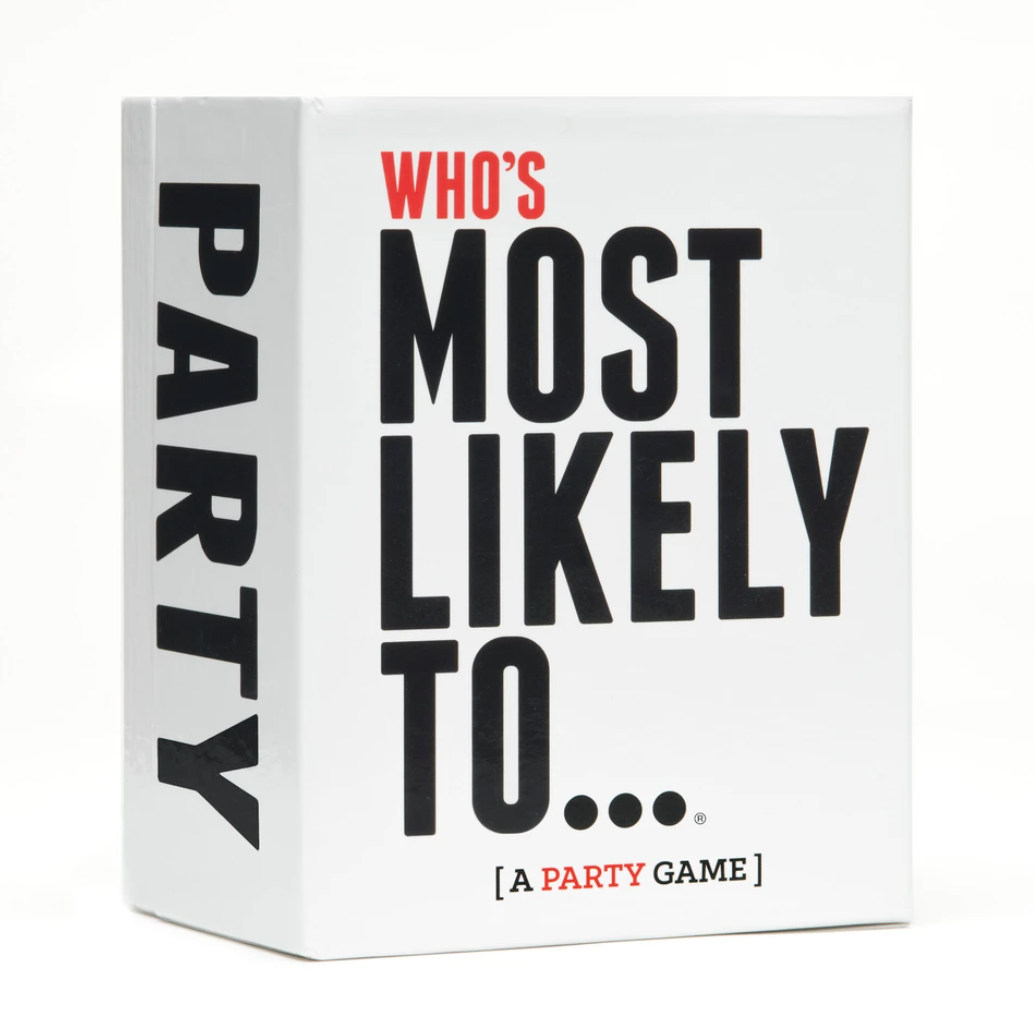 DSS Games Who’s Most Likely To – funny party card game for friends, perfect for group game night or gifts. Available at Be Charmed