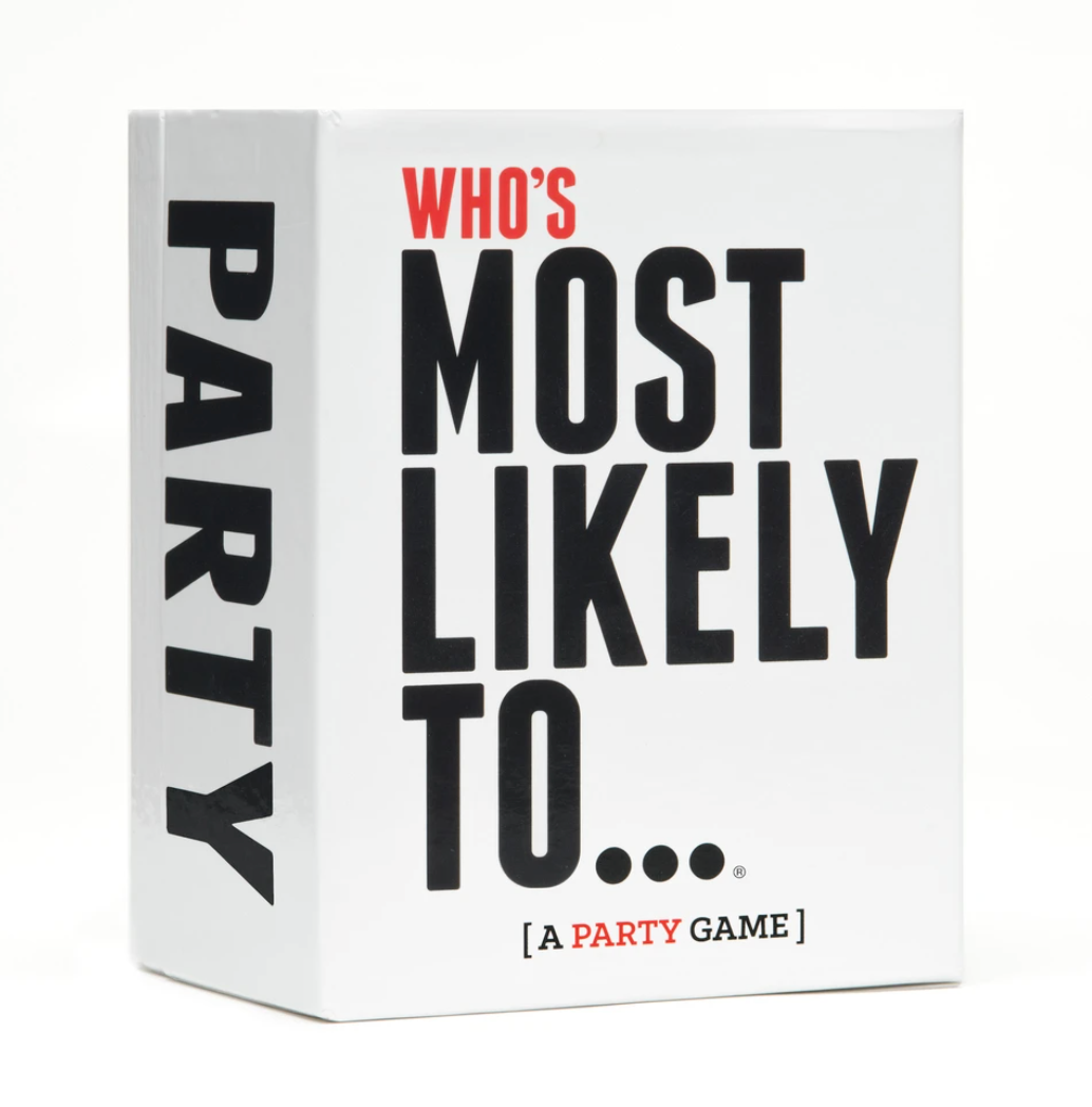 DSS Games Who’s Most Likely To – funny party card game for friends, perfect for group game night or gifts. Available at Be Charmed