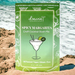 D'Marie Spicy Margarita Slush Mix pouch featuring bold jalapeño and lime design, craft cocktail mix to blend with tequila and freeze. Available at Be Charmed