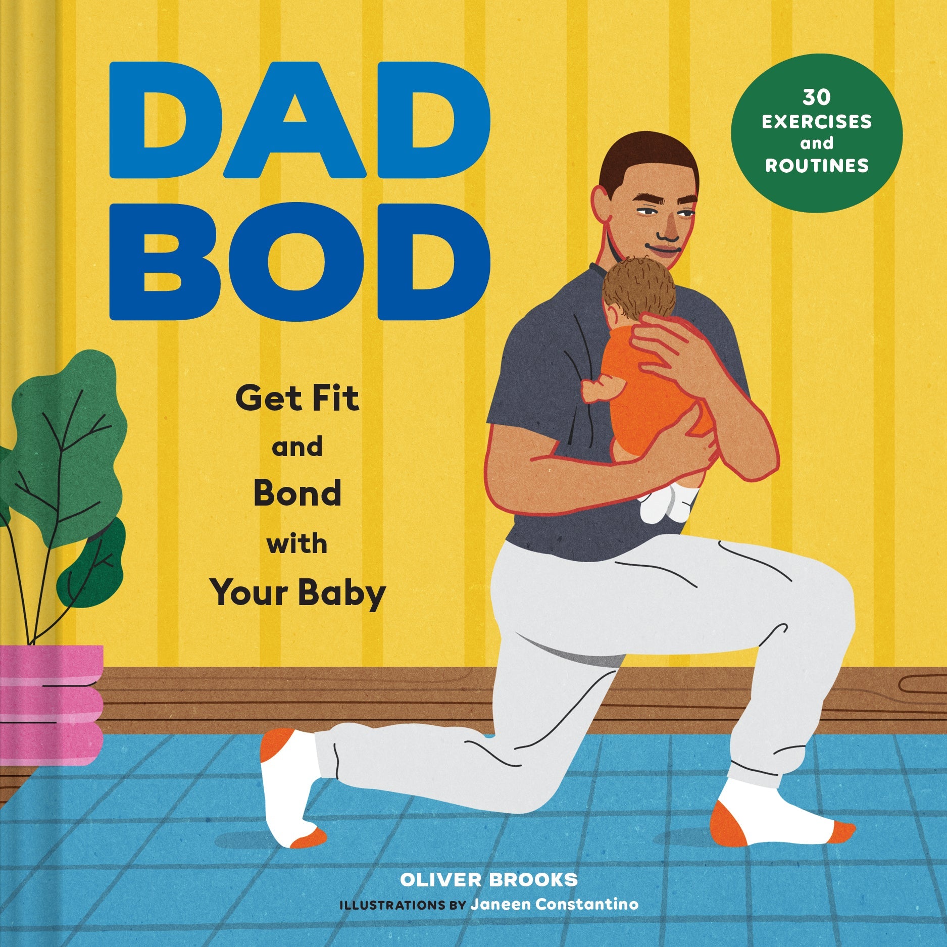 Book cover of 'Dad Bod' with a father and child illustration on a yellow and blue background.