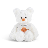 White plush bear with 'November' card with a heart bracelet on a white background. Available at Be Charmed