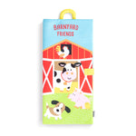 Demdaco Barnyard Friends Sensory Playmat with farm animals, squeaker, mirror and textured fabrics—Available at Be Charmed.