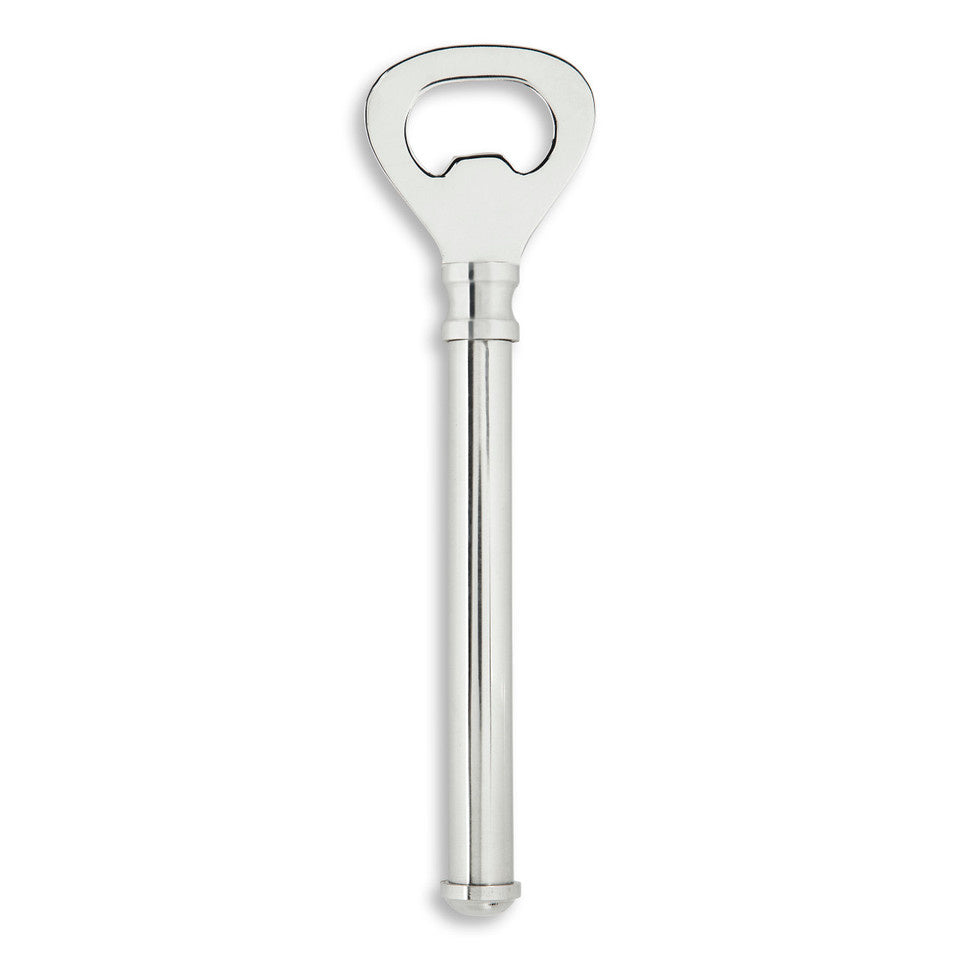 Demdaco silver finish bottle opener, sleek and durable design perfect for gifts and home bar use. Available at Be Charmed.
