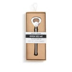 Demdaco silver finish bottle opener in box, sleek and durable design perfect for gifts and home bar use. Available at Be Charmed.