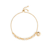 Demdaco Confirmation Bracelet: adjustable gold-tone chain with white beads and cross charm—available at Be Charmed.