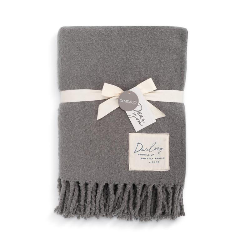 Demdaco Dear You Blanket – Darling, 50"x60" soft polyester throw with fringe and heartfelt message. Available at Be Charmed