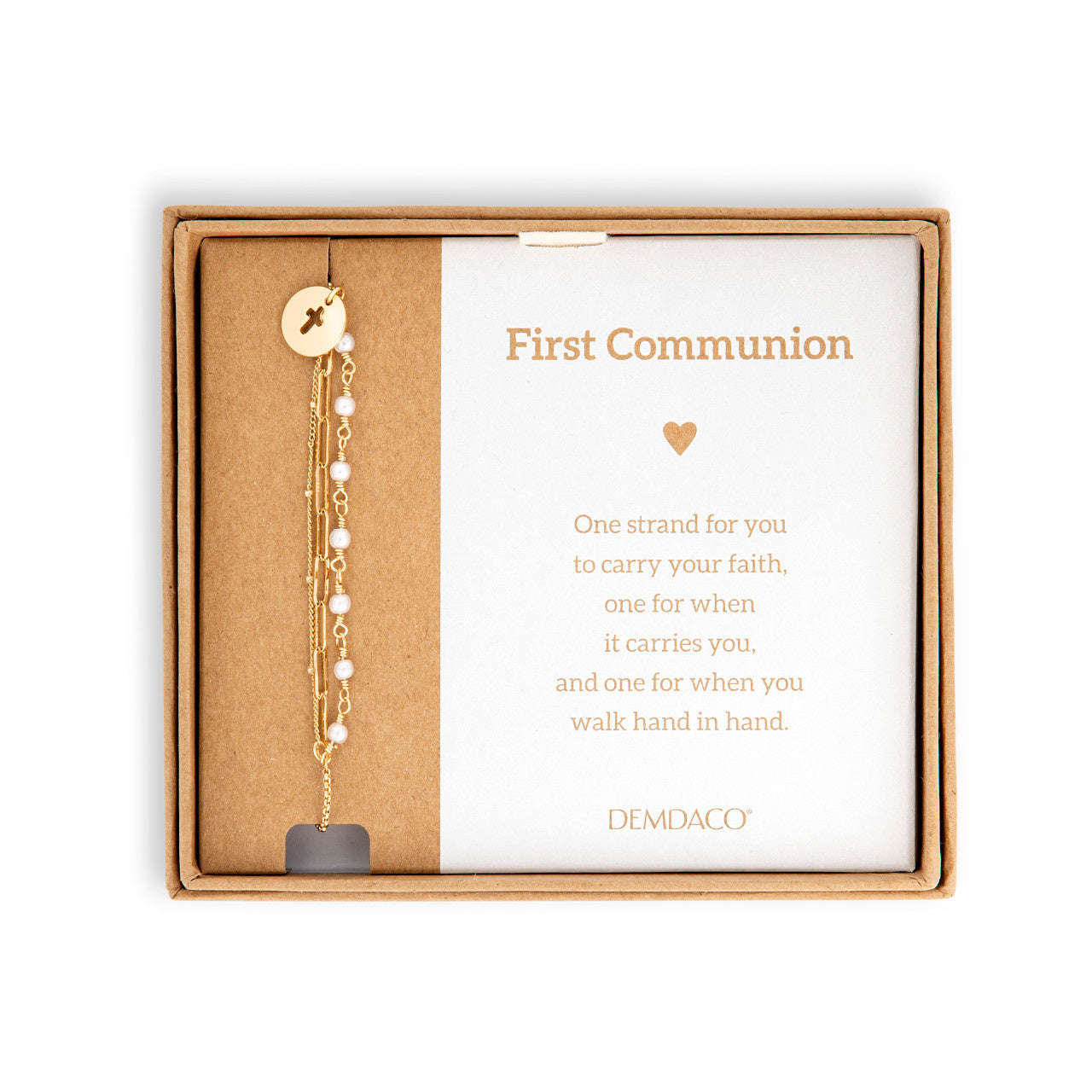 Box of Demdaco First Communion Bracelet, meaningful keepsake jewelry for celebrating First Communion. Available at Be Charmed.