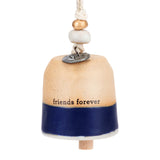Ceramic Demdaco Friend Mini Inspired Bell (~2″×2.5″) with hanging cord and wood bead—uplifting decor with inspirational message. Available at Be Charmed.