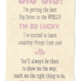 Close up of tag for Demdaco Gifts from the New Kid – Big Sister keepsake gift with charming design. Available at Be Charmed