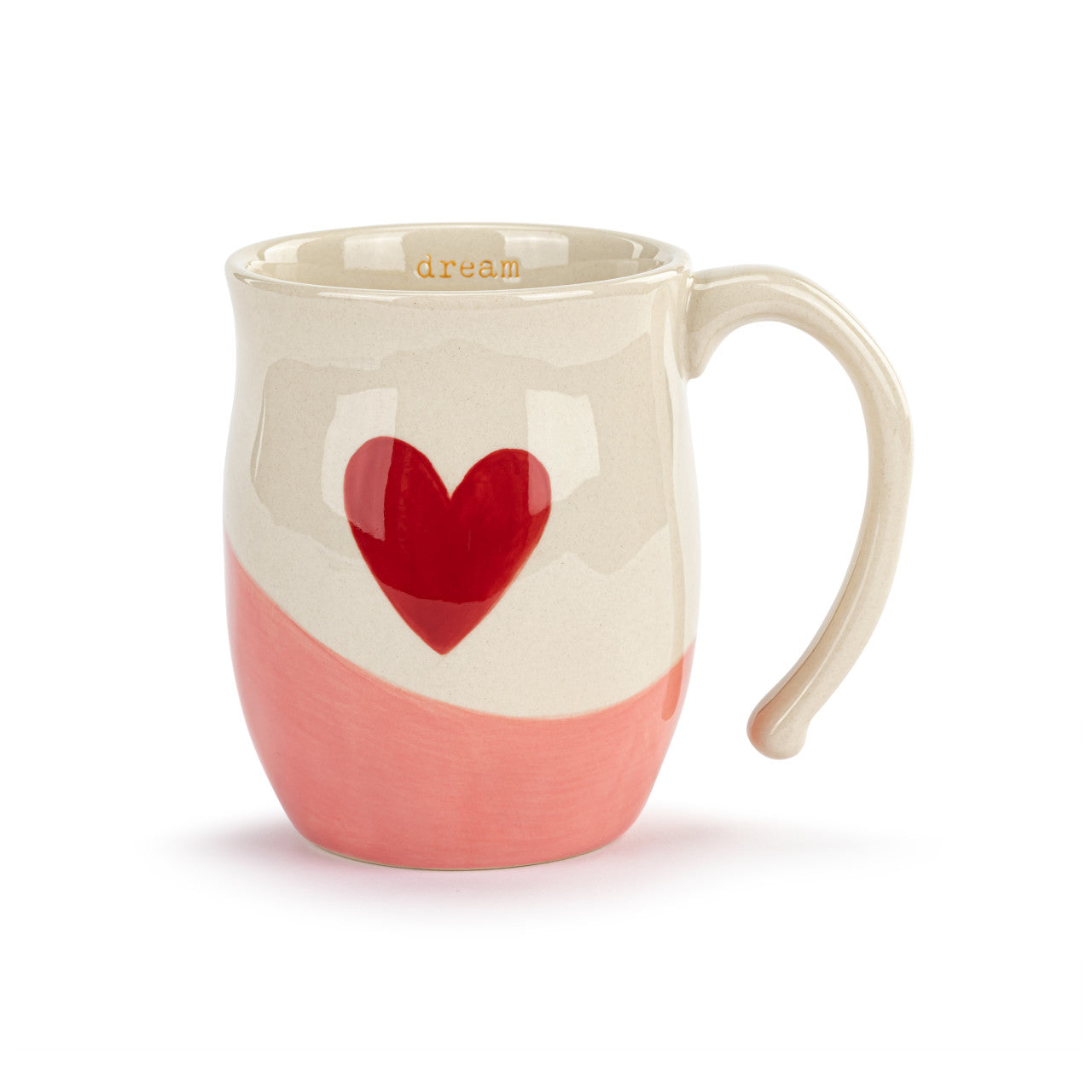 Mug with a red heart design on a white background. Available at Be Charmed