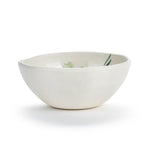 Side view of Demdaco Lemons Melamine Dip Bowl, 4.5″ round melamine bowl featuring lemon pattern with bamboo base—Available at Be Charmed.