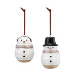 Demdaco Ceramic Snowmen Ornaments, handcrafted stoneware with minimalist design, set of 2—available at Be Charmed.