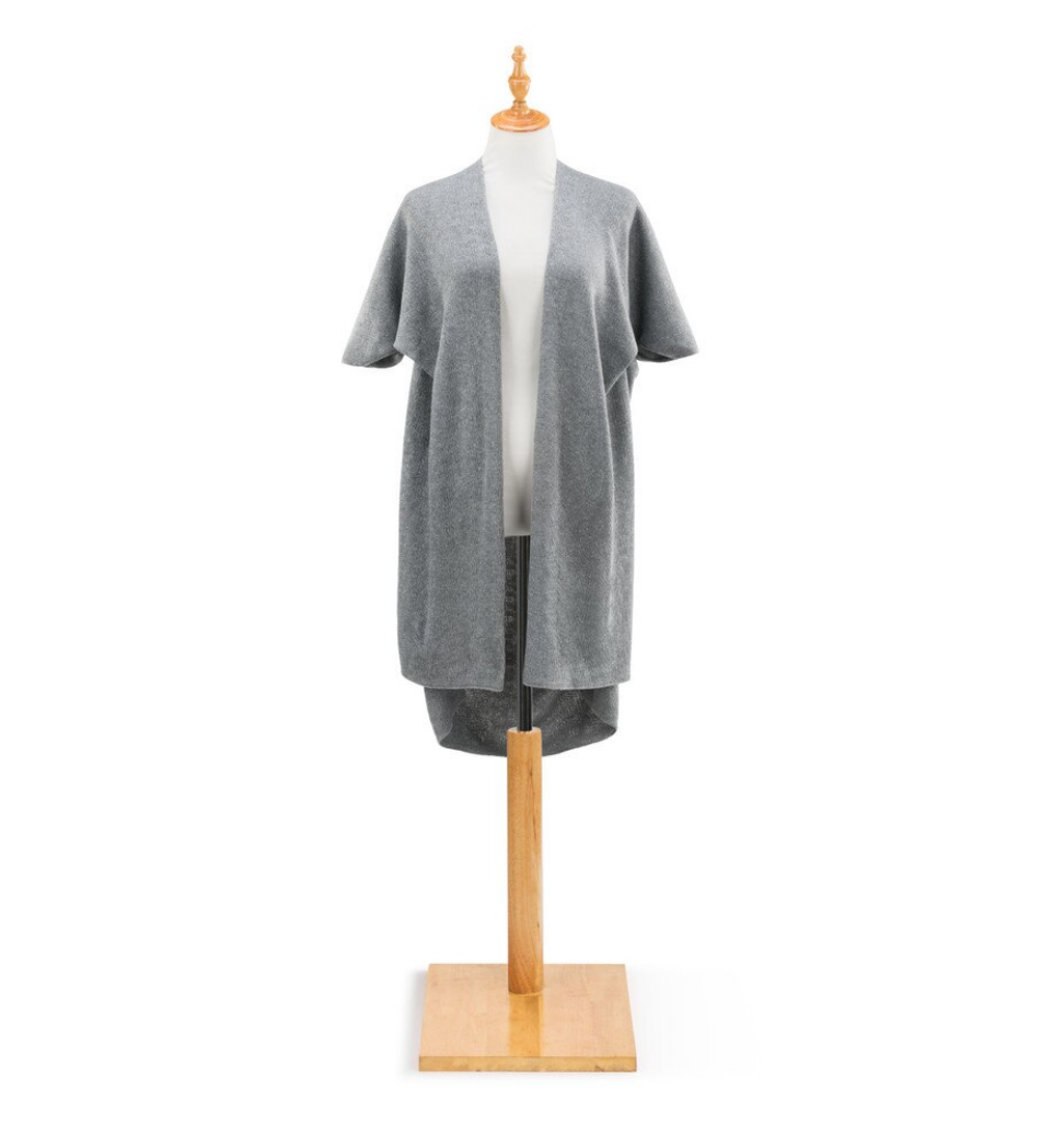 Demdaco Recycled Knit Duster, soft eco-friendly knit wrap in neutral tones, perfect for layering—Available at Be Charmed.