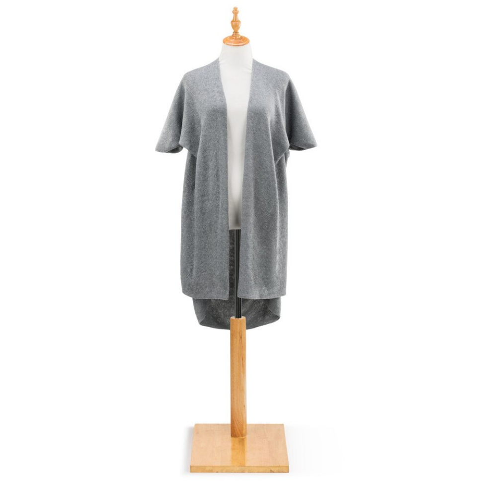 Demdaco Recycled Knit Duster, soft eco-friendly knit wrap in neutral tones, perfect for layering—Available at Be Charmed.