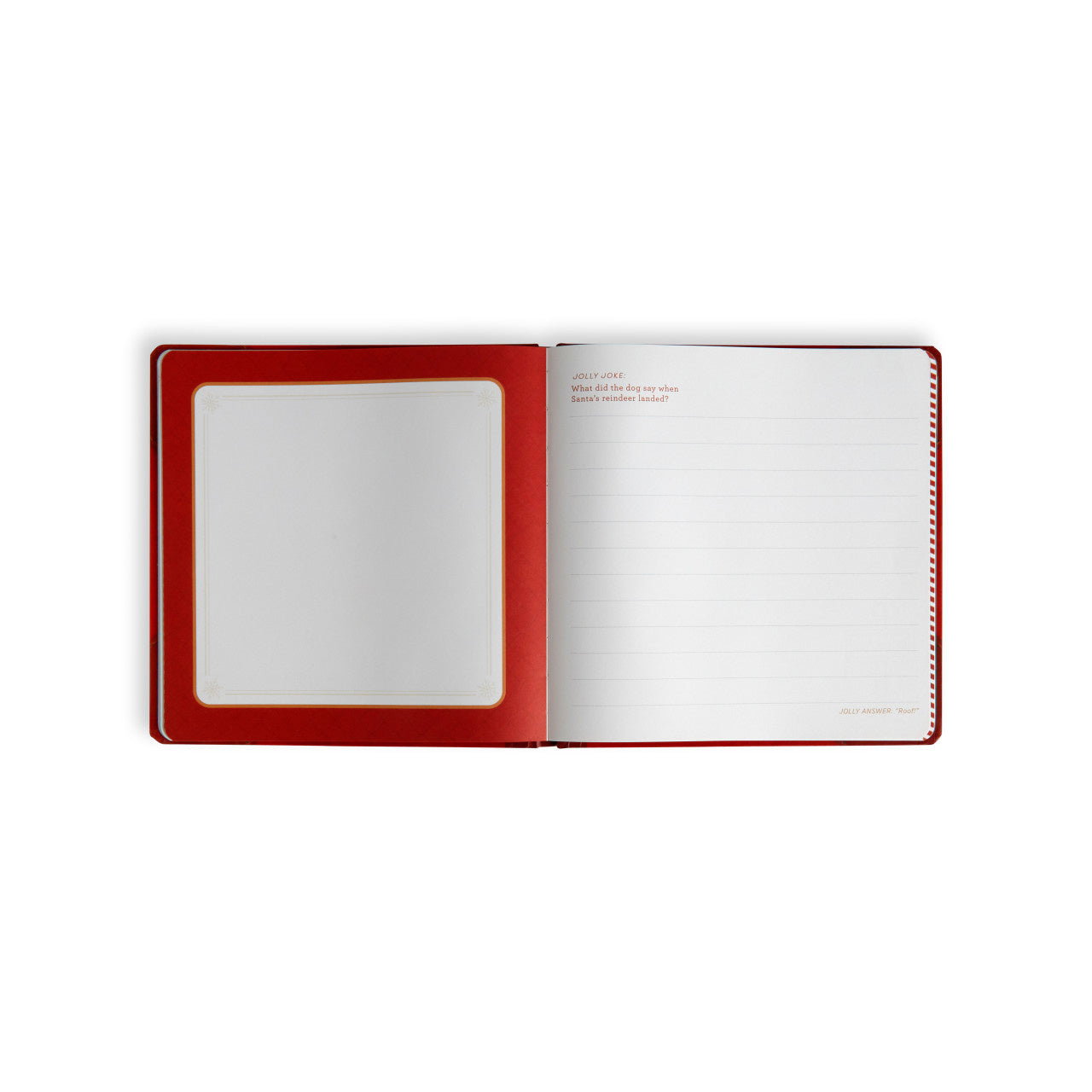 Opend Journal ofDemdaco Santa’s Kindness Journal with festive red cover and guided pages encouraging daily acts of kindness during the holidays. A heartfelt tradition. Available at Be Charmed