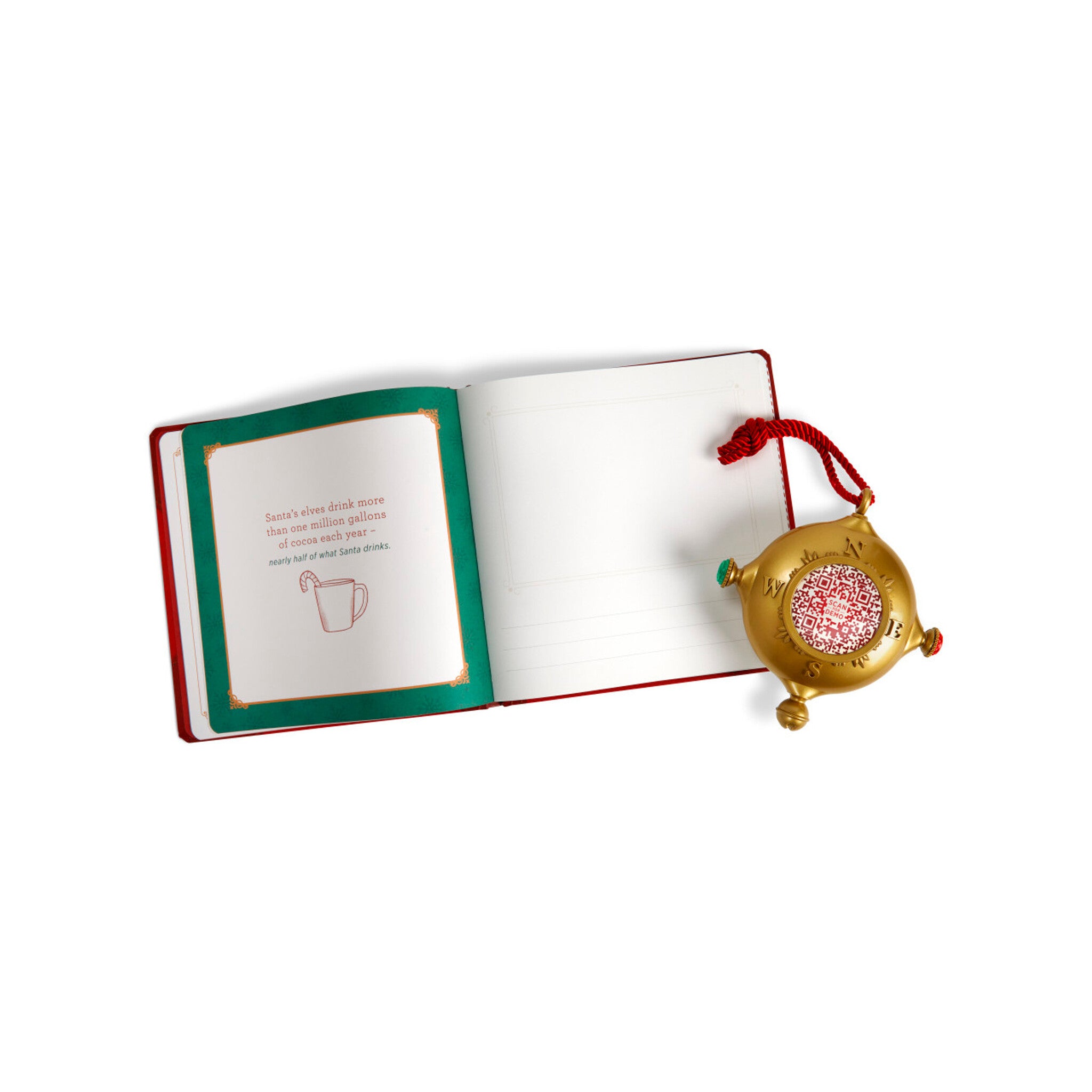 Opern Journal and ornament of Demdaco Santa’s Kindness Ornament & Journal set featuring a charming Santa ornament and guided journal to inspire daily holiday kindness. Available at Be Charmed