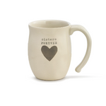 Demdaco "Sisters Forever" Heart Mug, 16 oz stoneware with hand-thrown feel and heart cutout, microwave & dishwasher safe—available at Be Charmed.