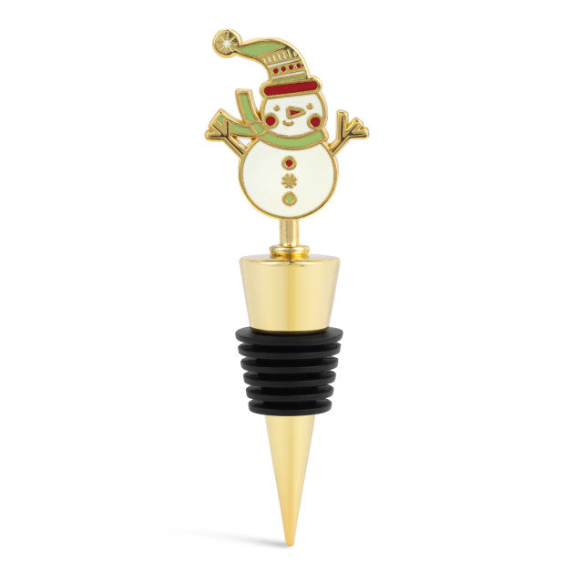 Demdaco Snowman Bottle Stopper with hand-painted details and festive scarf—adds holiday cheer to your wine bottles. Available at Be Charmed.