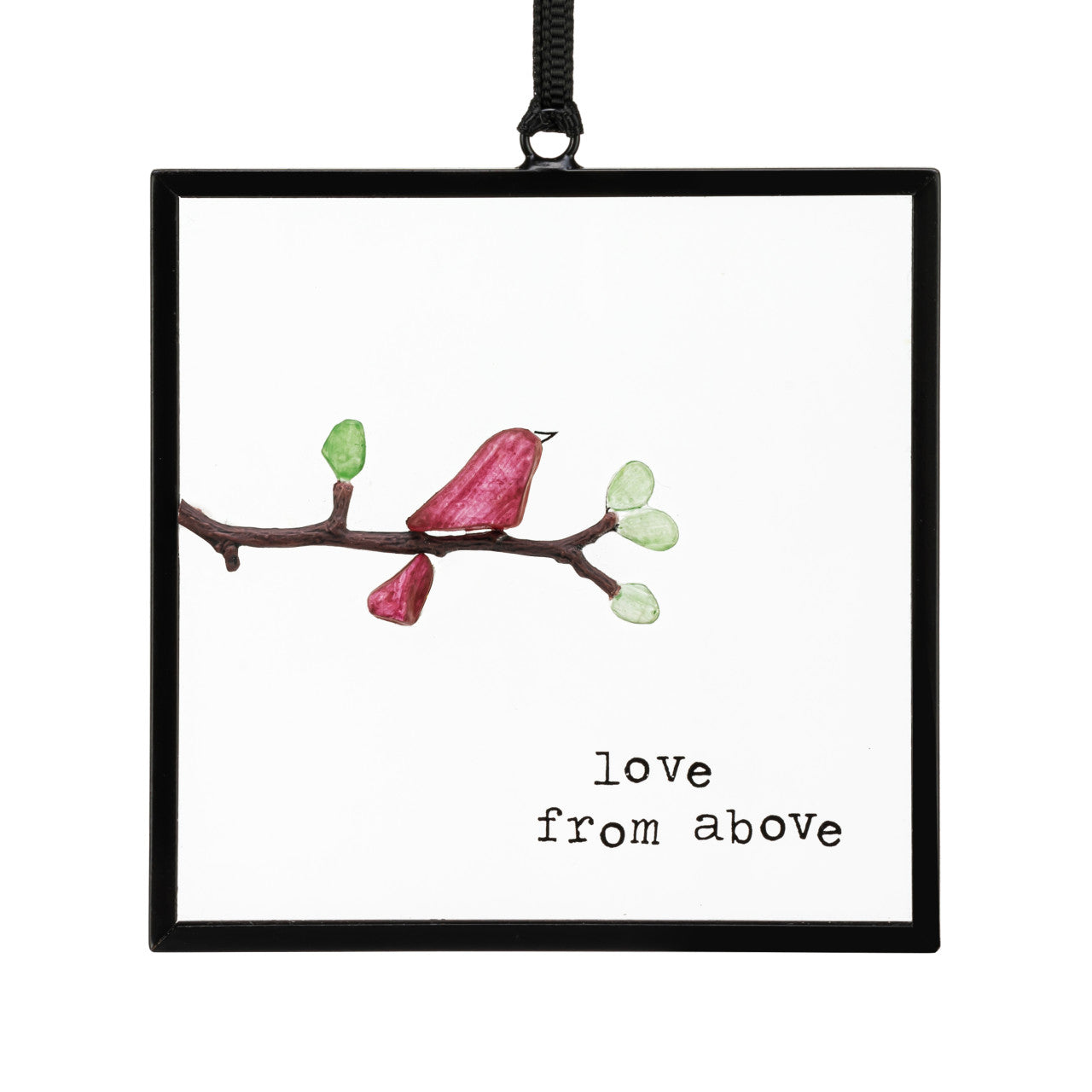 Demdaco Love From Above suncatcher, pebble art glass window décor Featuring a cardinal on a branch—Available at Be Charmed