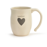 16 oz Demdaco Teacher Heart Mug in cream stoneware, microwave and dishwasher safe, available at Be Charmed.