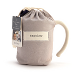 16 oz Demdaco Teacher Heart Mug in cream stoneware in fabric pouch, microwave and dishwasher safe, available at Be Charmed.