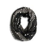 Demdaco Textured Black Infinity Scarf in soft, cozy knit with elegant woven texture—versatile, warm, and stylish. Perfect for layering. Available at Be Charmed