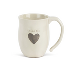 Demdaco Thankful Heart Mug in cream stoneware with a heart design, available at Be Charmed.